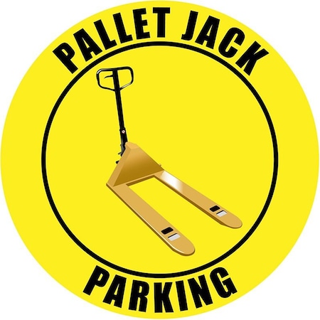 Creative Safety Supply Pallet Jack Parking, Yellow, Floor Sign, 12in x 12in FS26014-12