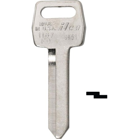 Kaba Ilco Ford Nickel Plated Automotive Key, H51 / 1167FD, 10PK AL6174900B