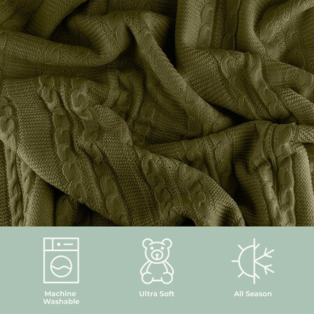 Lavish Home Cable Knit Throw Blanket 50x60 Soft & Cozy Blanket Throws with Cable Knit Pattern & Warm Sherpa 66-THROW60-G