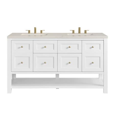James Martin Vanities Breckenridge 60" Dbl Vanity, Bright White, w/3 CM Siberian Silestone Top w/FreePower Wireless Charger 330-V60D-BW-FSFR