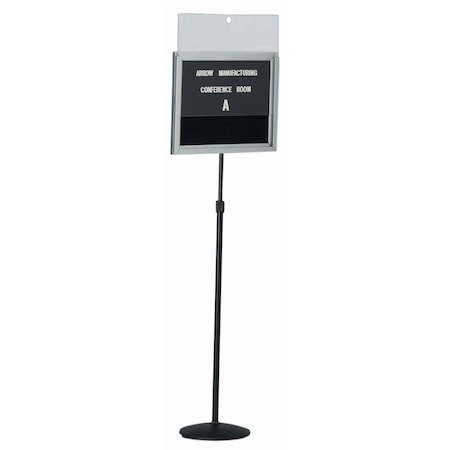 Aarco Adjustable Height Single Pedestal Changeable Letter Board w/ a Clear Satin Anodized Aluminum Frame CMD1418