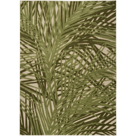 Homeroots 6' X 9' Ivory And Green Palm Leaf Indoor Outdoor Area Rug 548080