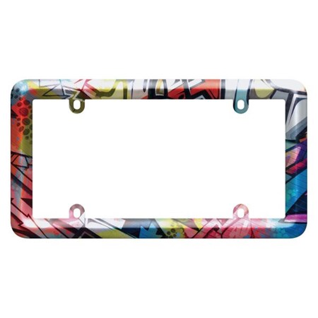 Strike3 23802 Bold Graphics Graffiti Style Chrome License Plate Frame ST3574945