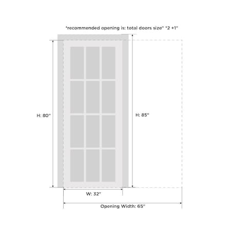 Sartodoors Pocket Interior Door, 32" x 80", White QUADRO4115PD-WS-32
