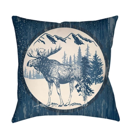 Artistic Weavers Lodge Cabin Moose Poly Filled Pillow - Navy & Beige - 26 x 26 in. LGCB2025-2626
