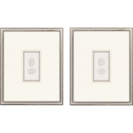 Homeroots Set Of Two Portrait Intaglio II Silver Framed Print Wall Art, 2PK 526068