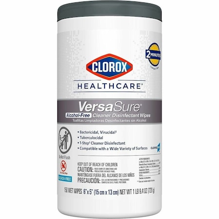 Clorox Healthcare Versasure Cleaner Disinfectant Wipes, 1-Ply, White, 150/Can, 6 Can/Ct 31758