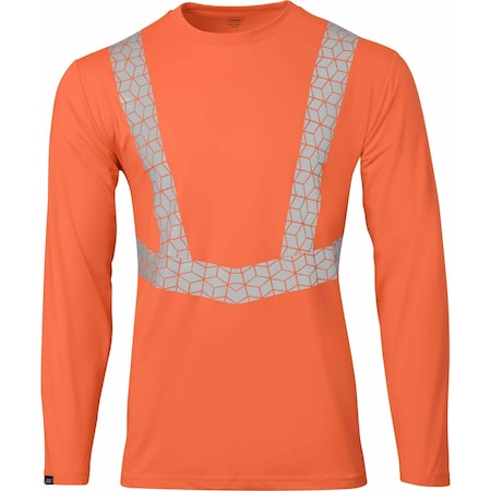 Ironwear Elastex Class 2 Long Sleeve Hi Vis T-Shirt with GeoFlect Tape, Orange, X-Large 7142-O-XL