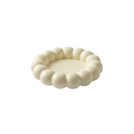 Homeroots 5in Light Yellow Resin Handmade Round Trinket Tray 724181