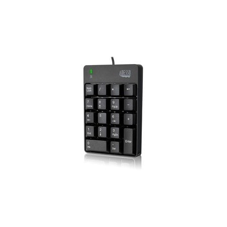 Adesso Spill-Resistant 18-Key Numeric Keypad, Black AKB601UB