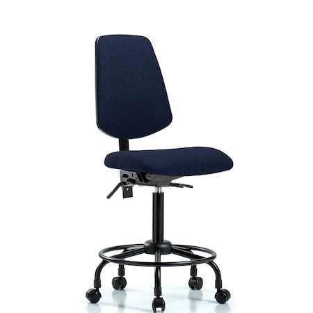 Blue Ridge Ergonomics Fab Med Bench Chair, Bk, RT, Cast, Navy, No Arms, 24" to 31" Height, Dark Blue BR-FMBCH-MB-RT-T1-A0-RC-F45