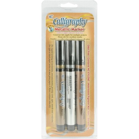 Yasutomo Calligraphy Metallic Markers, 3PK NSC703M