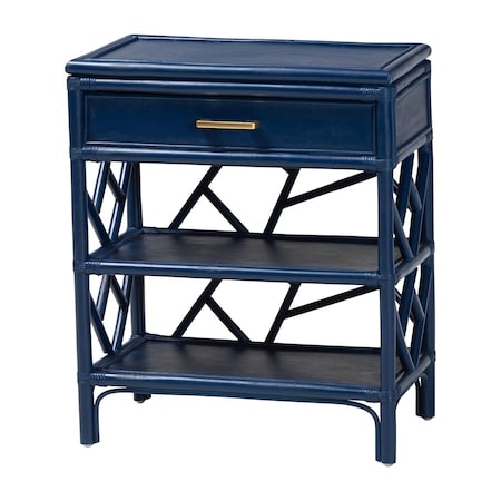 Bali & Pari Daina Natural Rattan Nightstand, Blue 259-14198-ZORO