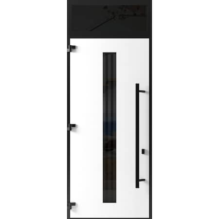 Vdomdoors Front Exterior Prehung Steel Door Ronex1055 Teak 96 Transom Window Sidelite Entry Metal Modern RONEX1055EXD-OAK-W36xH96+16-RH-I