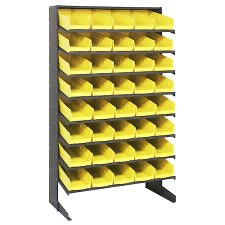 Quantum Storage Systems SINGLE SIDED PICK RACK W/40 YELLOW BINS QPRS-104YL