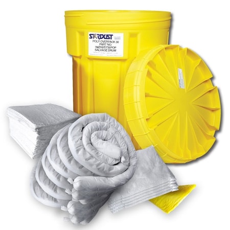Stardust Spill Products Spill Kit, 14 gal Volume Absorbed per Kit, 20 gal Capacity, Drum, Yellow, 34 D920P