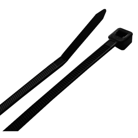 Steel Grip Cable Tie, 4 in L, 13/16 in Max Bundle Dia., Black, Polypropylene, 175 lb Strength, 40 PK 3004709