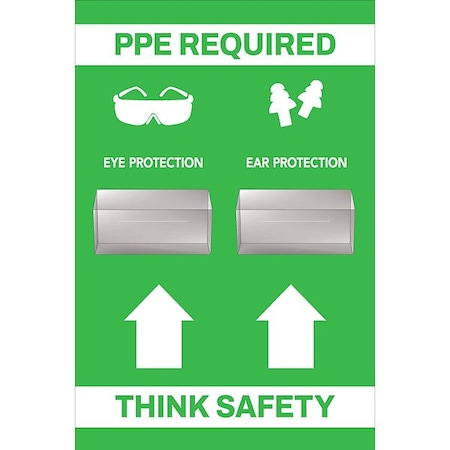 Visual Workplace PPE Shadow Board, Green, 24 in H 30-1910-3624-P41401