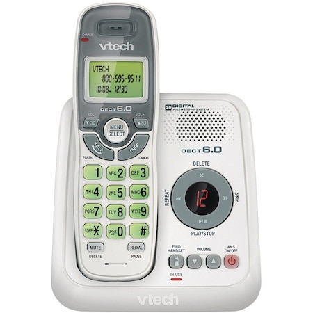 Vtech VTCS6124 DECT Cordless Phone - White, Silver - 1 x Phone Line - Answering Machine VTCS6124