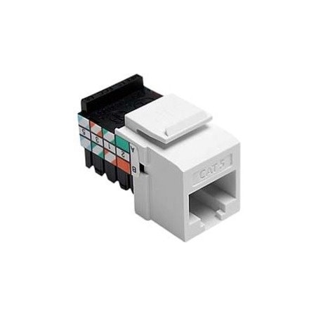 Leviton 1-Port Mod Jack 110 8W8P Utp, T568A/B Cat5 Quickport, Powersum White 41108-RW5