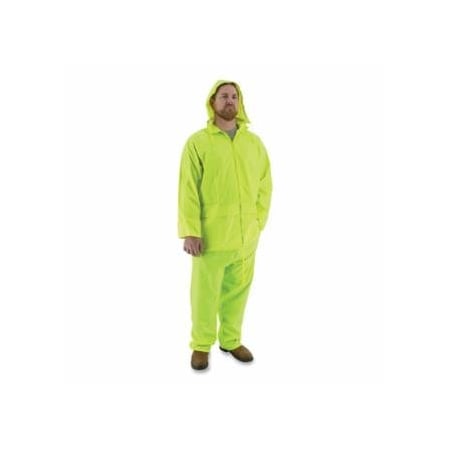 Majestic 2-Piece Waterproof Rain Suit, Attached Hood, Polyester with PVC Coating, Bright Yellow, Medium 472-71-2040/M