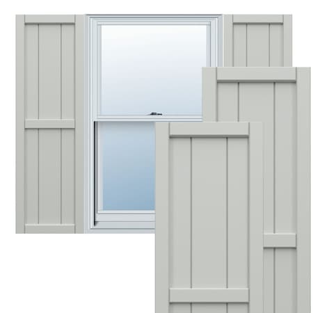 Ekena Millwork True Fit PVC, Three Board Framed Board-n-Batten Shutters, Hailstorm Gray, 16 1/8W x 92H, PR TFP101BF16X092ST