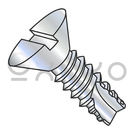 Oxoxo 6-20X3/8 Slotted Flat Thread Cutting Screw Type 25 Fully Threaded Zinc, 10000PK 268822