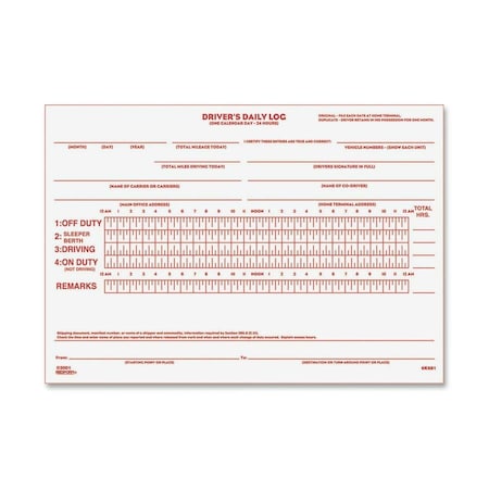 Rediform Driver's Daily Log Book, White RED6K681