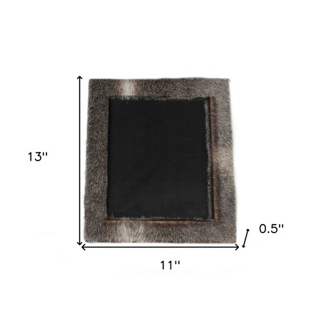 Homeroots 8" x 10" Gray Cowhide Tabletop Picture Frame with Mat 332323