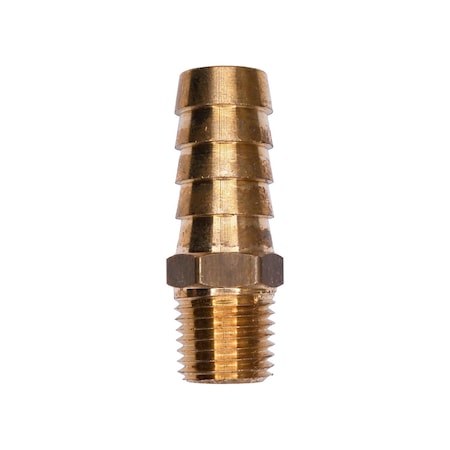 Auveco Brass Hose Barb 1/2in To Male Pipe 1/4in Adapter, 5PK 433