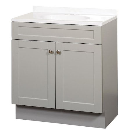 Zenna Home 2-Door Shaker Vanity with Top, Wood, Cool Gray, Cultured Marble Sink, White Sink, 1/EA SBC36GY