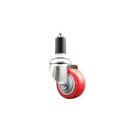 Service Caster 3.5 Inch 316SS Red Polyurethane Wheel Swivel 1-1/4 Inch Expanding Stem Caster SCC-SS316EX20S3514-PPUB-RED-114
