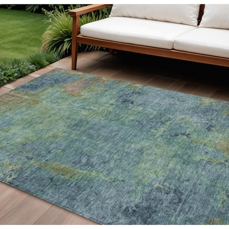 Homeroots 10' X 14' Blue Abstract Washable Indoor Outdoor Area Rug 608770