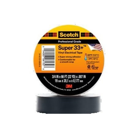 3M ElectricalTape, Black, 22ydL, 3/4inW 57163