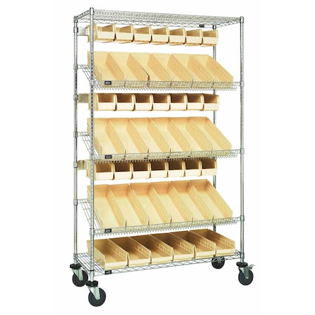 Quantum Storage Systems WIRE CART SLANT SHELVES WITH 38 BINS WRCSL5-74-1836-104230IV