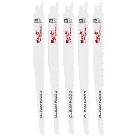 Milwaukee Tool 9" 6 TPI Fleam Ground SAWZALL Blades (5 Pk) 48-00-5016