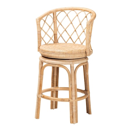Bali & Pari Ayu Bohemian Light Honey Rattan Swivel Counter Stool 252-14026-ZORO
