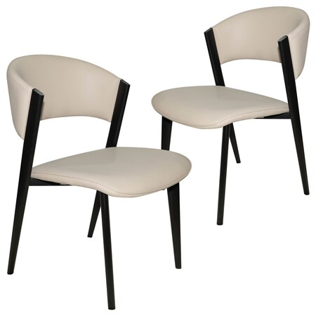 Leisuremod Aspen Collection Modern Dining Chair Black Frame in Light Grey, 2PK ACBL51LGR2