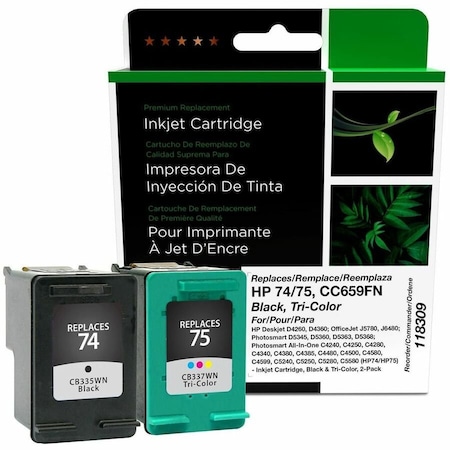 Clover Imaging Group Imaging Remanufactured Black, Tri-Color Ink Cartridges, 2PK 118309