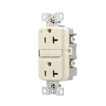 Eaton Wiring Devices Receptacle, 125 V, 20 A, NEMA: 5-20R, GFCI Socket, Back, Side Wiring, Light Almond TRGF20LA-BX-L