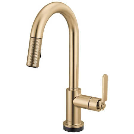 Brizo Litze Smarttouch Pull-Down Prep Faucet with Arc Spout, Industrial Handle Luxe Gold 64944LF-GL