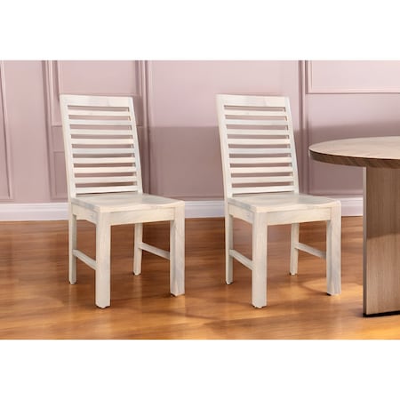 Homeroots Set of Two White Wood Ladder Back Dining Side Chairs 522059