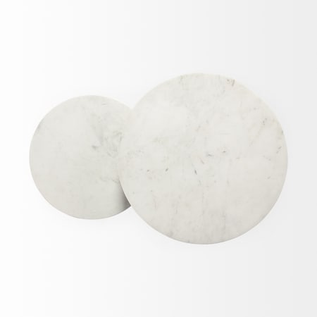 Homeroots 21" Black And White Marble Round End Table 380683