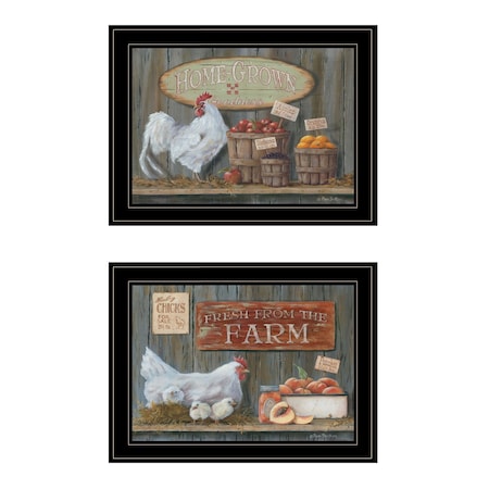 Homeroots Set Of Two Home Grown 2 Black Framed Print Wall Art, 2PK 407167