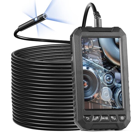 Vevor Endoscope Camera with Lights Triple Lens Borescope 49.2FT Cable 5 in Screen 5003