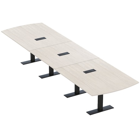 Skutchi Designs 16ft Conference Table W/ Power Unit | 16 Person Modular Arc Rectangle Meeting Table | Harmony Series HAR-AREC-48X192-T.BK-K458-EBLK