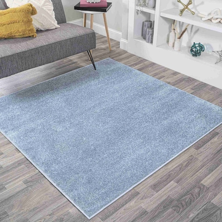 Jonathan Y Haze Solid Low-Pile Classic Blue 5 ft Square Area Rug SEU100F-5SQ