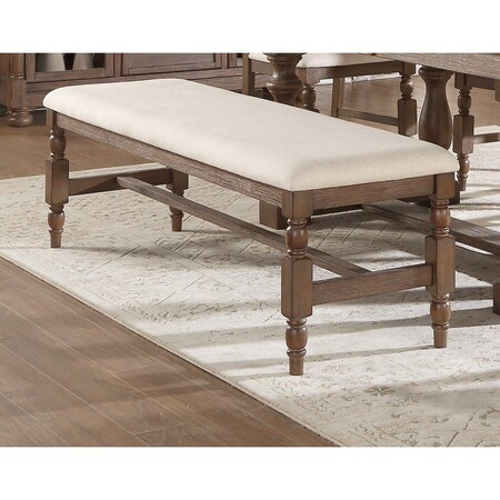 Home Elegance 19.5 x 18 x 60 in. Avignon Bench - Natural Taupe 5589-13