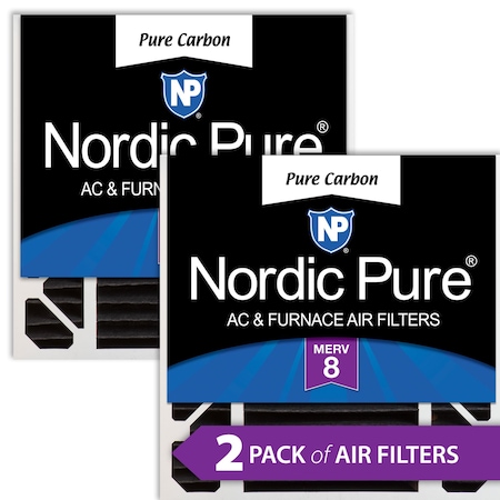 Nordic Pure 20x20x5 Pure Carbon Pleated Air Filter, High Capacity, MERV 8, 2 PK 20x20x5HPCP-2