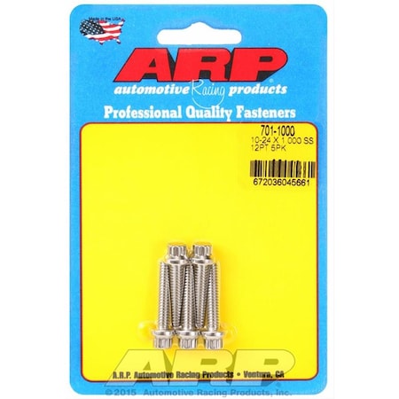 Arp 701-1000 10-24 x 1 in. 12 Point Stainless Steel Bolts, 5PK ARP701-1000